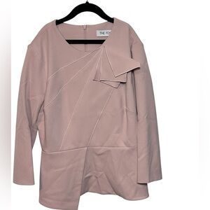 The Fold London Long Sleeve Back Zip Blouse Dusty Pink Size 4‎ Preppy Classic